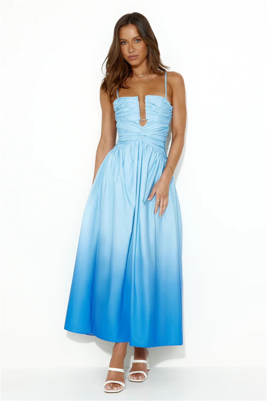 Dipped In Fun Midi Dress Blue