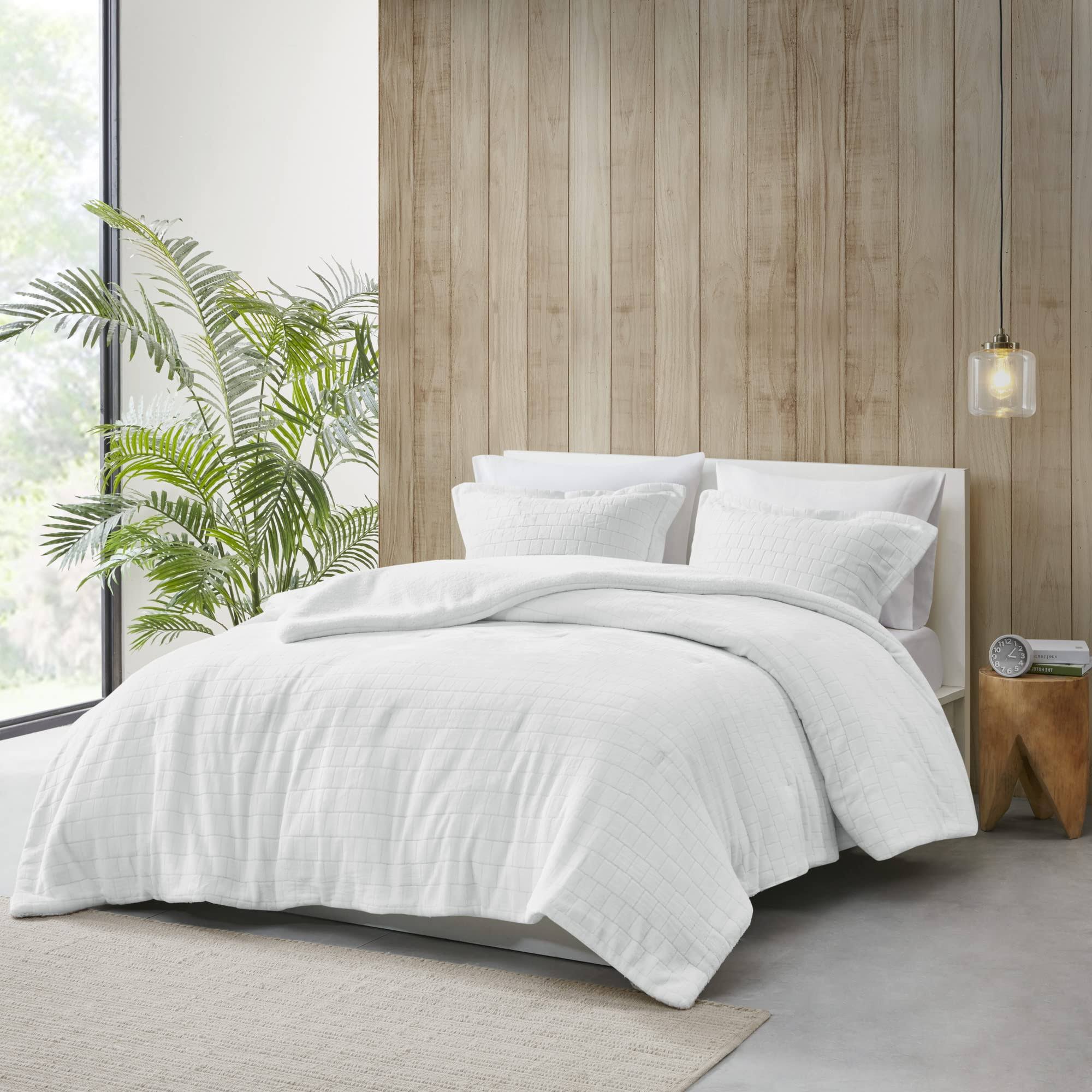 True North by Sleep Philosophy - Laurie Plush to Sherpa Comforter Set - Full/Queen - Ivory