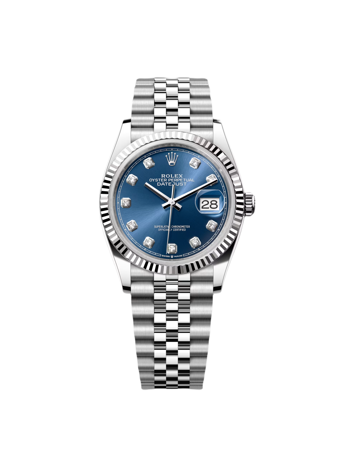 【Super Clone】RLX  Datejust 36mm 126234 Blue Diamond Dial Stainless Steel Jubilee Mens Watch
