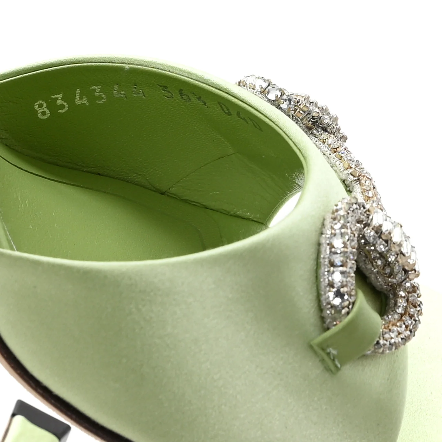 Satin Crystal Horsebit Sandal Pumps 36.5