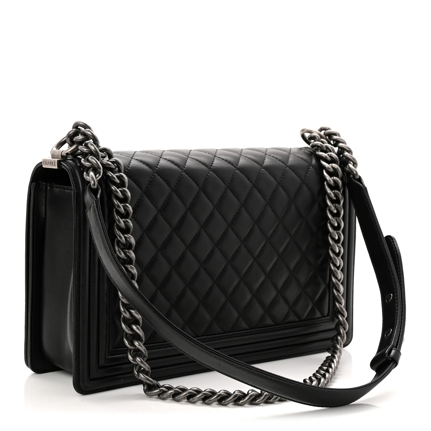Lambskin Quilted New Medium Boy Flap Black