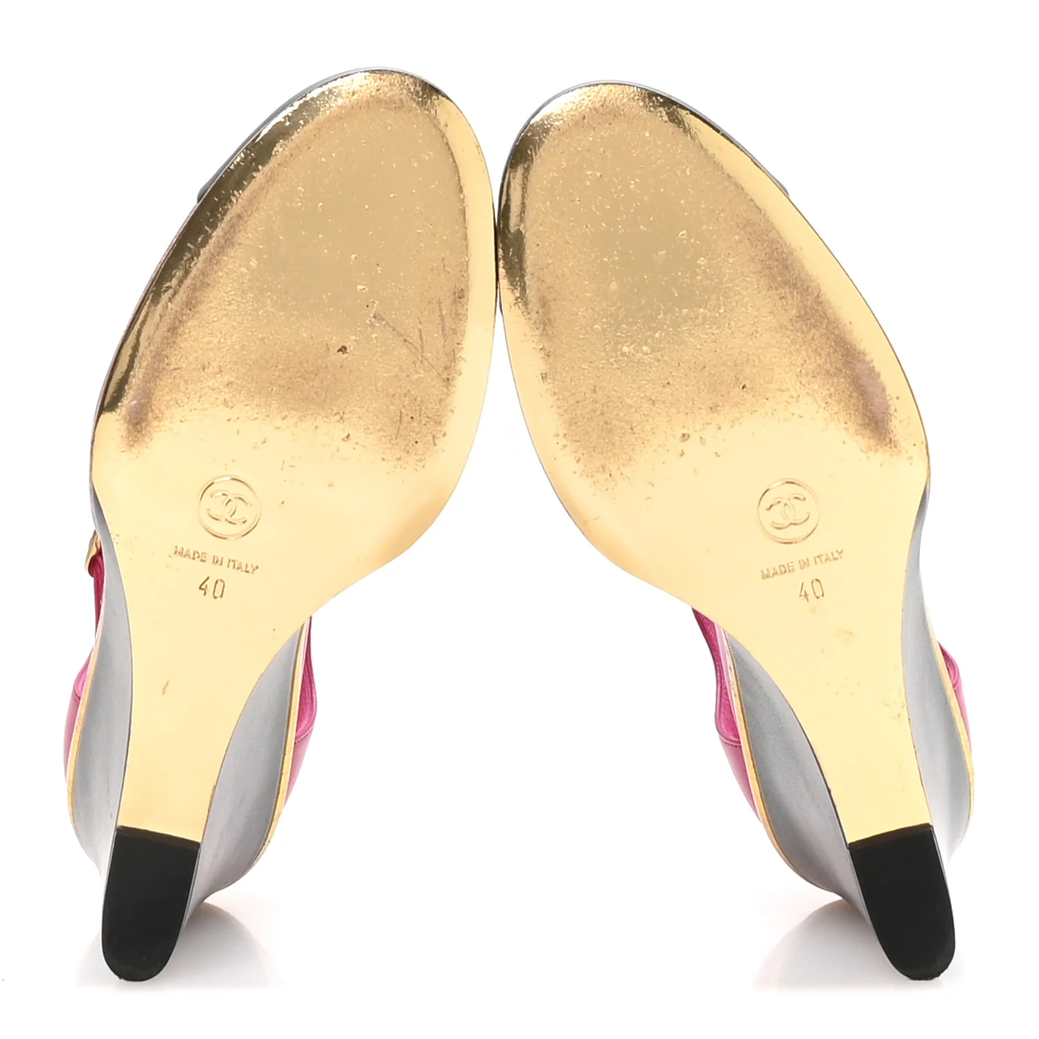 Lambskin Cap Toe Open Wedge Pumps 40 Fuchsia Black