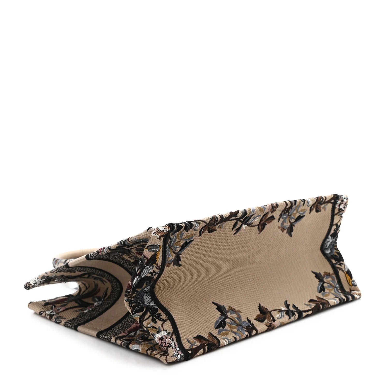 Canvas Embroidered Jardin D'Hiver Medium Book Tote Beige Multicolor