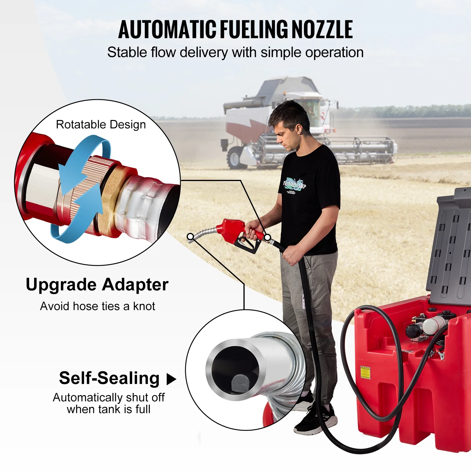 Mobile Diesel Container, 116 Gal 10 GPM Pump, 12V Electric Pump 13.1ft Hose, PE Fuel Storage for Transport, Red - Image 5