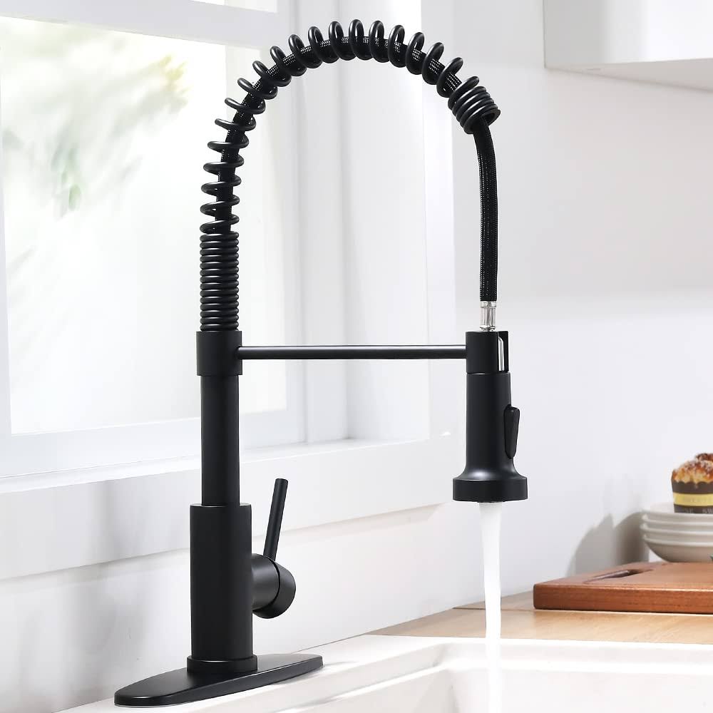 TENLO Black Kitchen Faucet Kitchen Sink Faucet with Sprayer - Kitchen Faucet with Pull Down Sprayer