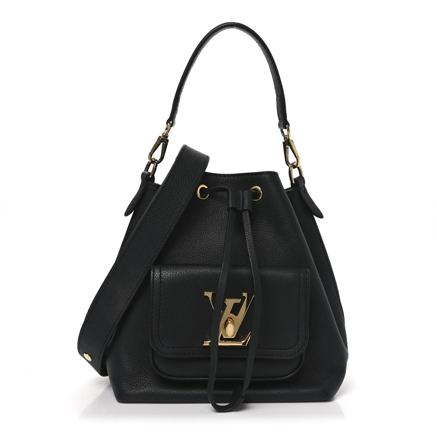 Calfskin Lockme Bucket MM Black