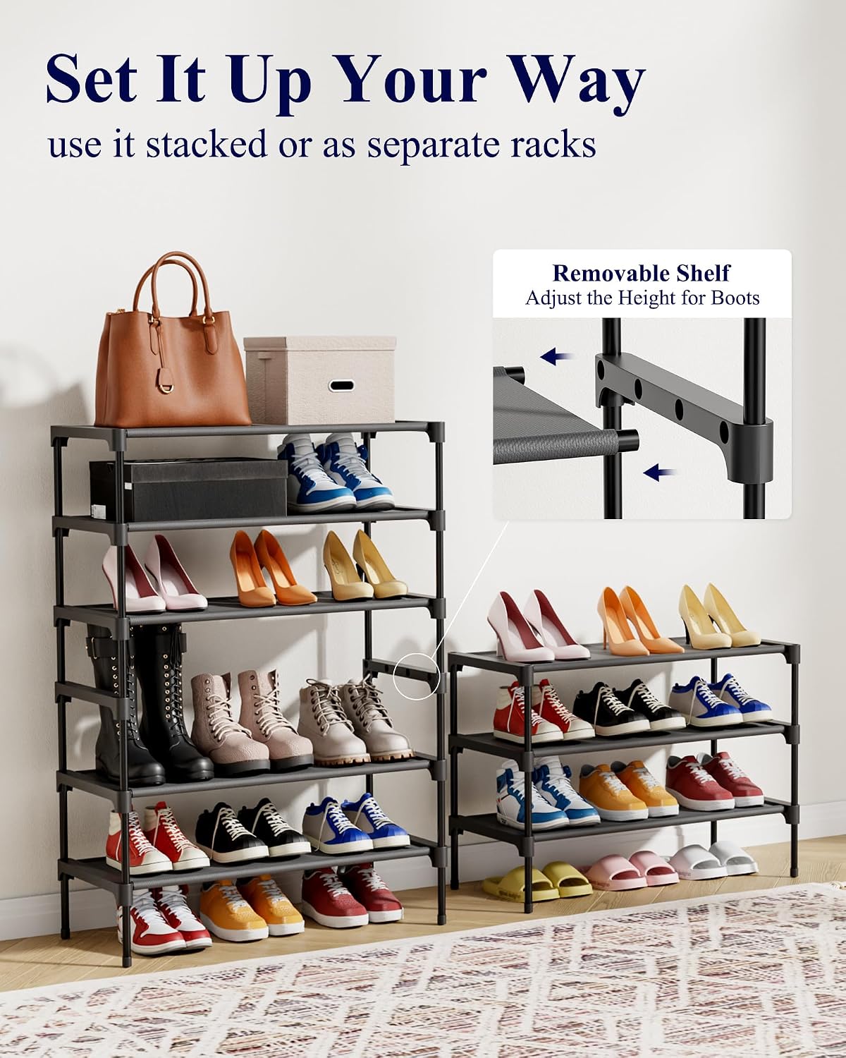 Kitsure Shoe Rack - Non-Woven Shoe Rack Shelf, 27.5