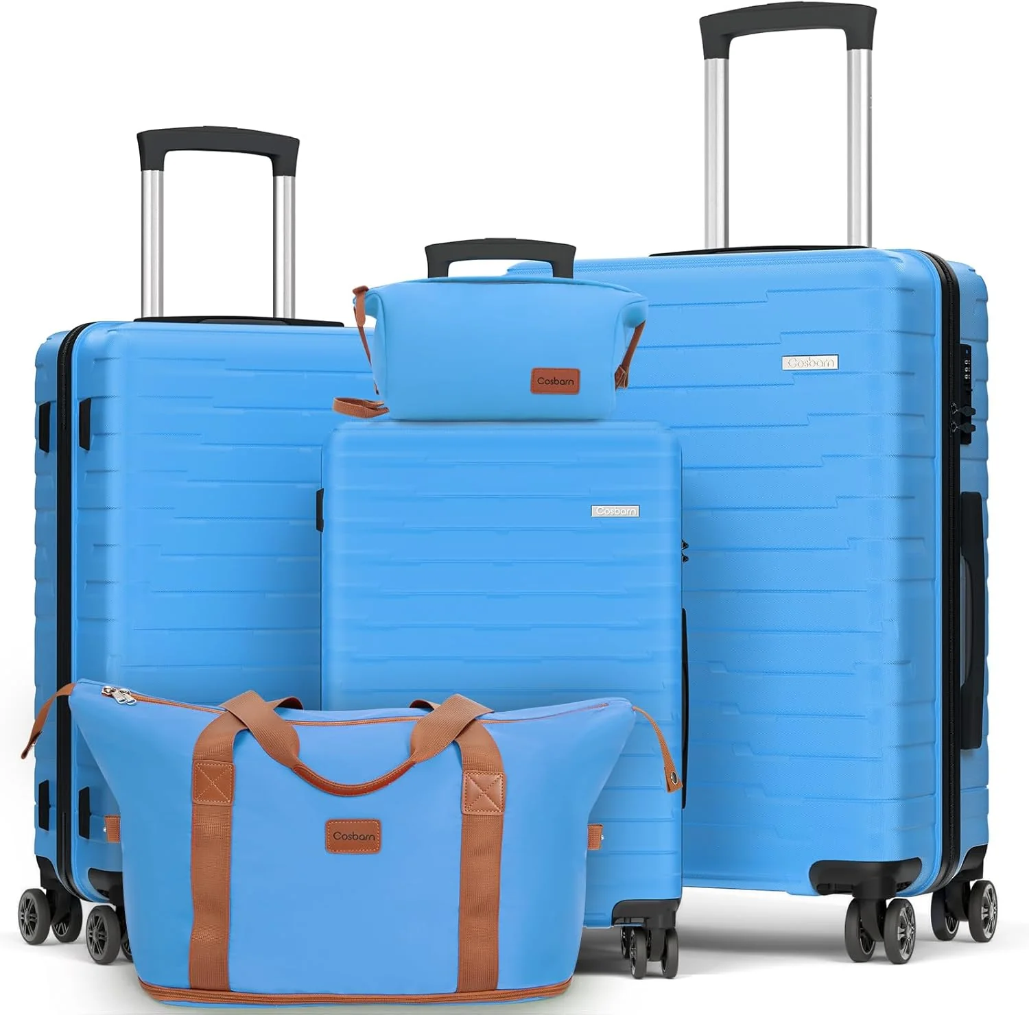 Ensemble de 5 valises à roulettes, valise rigide en ABS avec roulettes multidirectionnelles