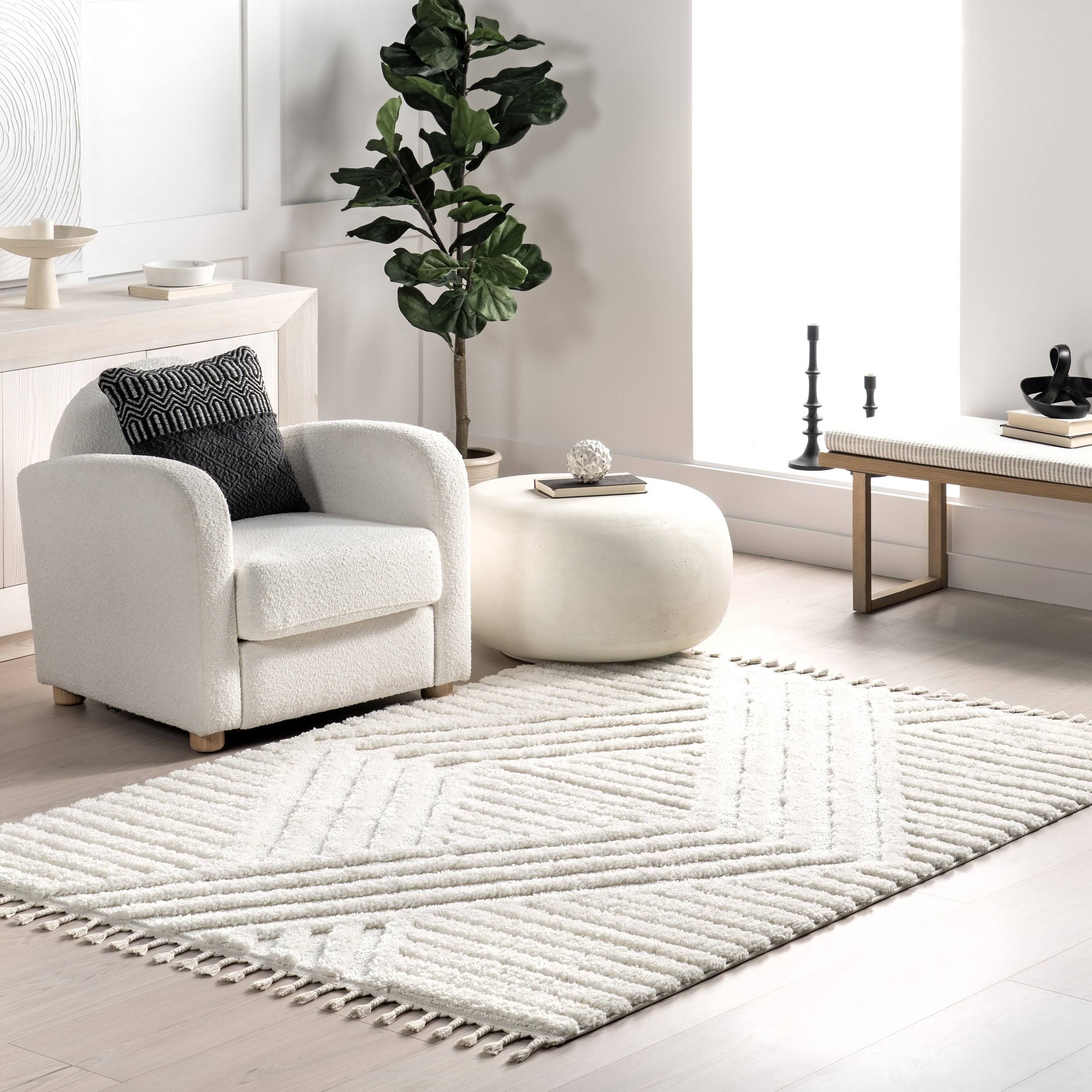nuLOOM Risette Geometric Shag Tassel Area Rug 3' x 5' in Beige