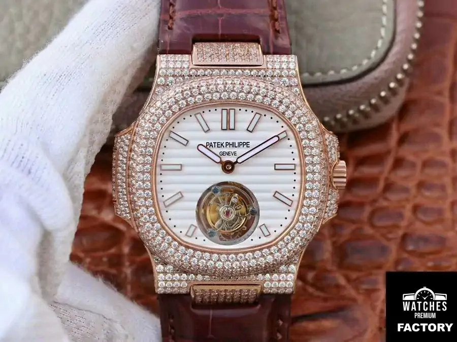 Patek Philippe Nautilus Jumbo 5711 Rose Gold Tourbillon 2018 R8 Factory White Dial