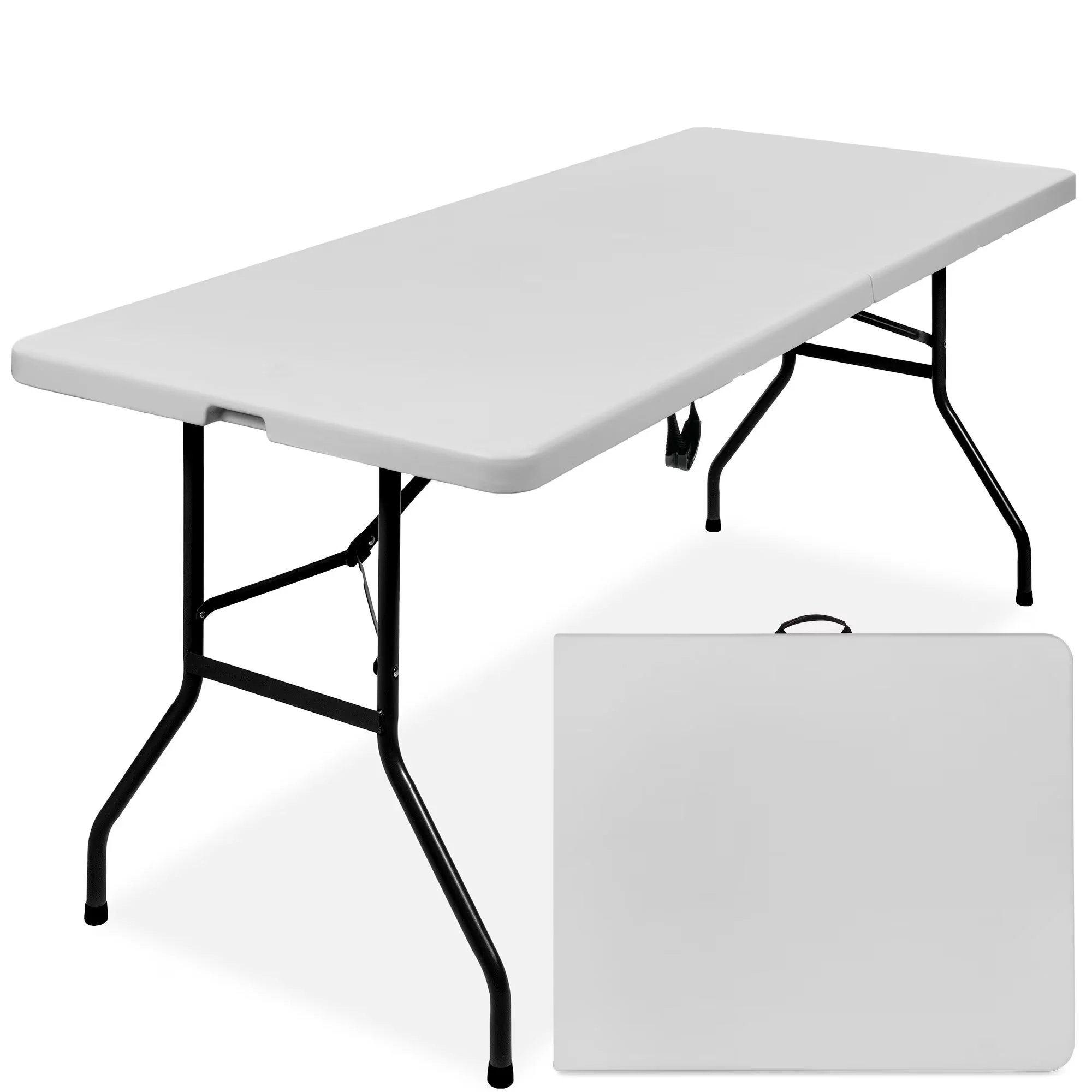 Best Choice Products 6ft Plastic Folding Table, Indoor Outdoor Heavy Duty Portable w/ Handle, Lock - White