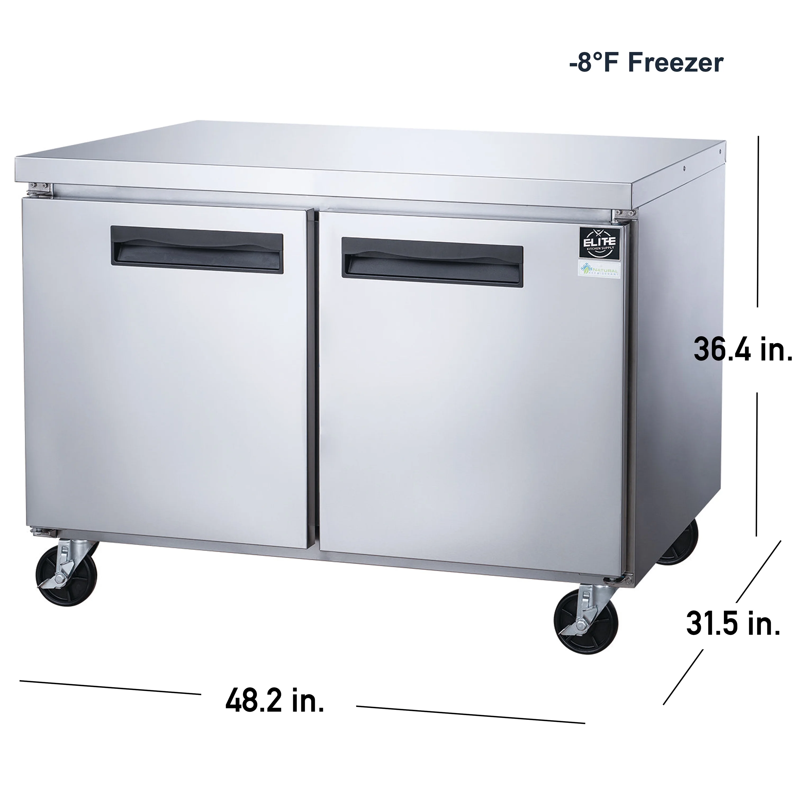 48 In. 2 - Door Undercounter Freezer in Stainless Steel 12.3 Cu.ft. Commercial Freezer NSF ETL