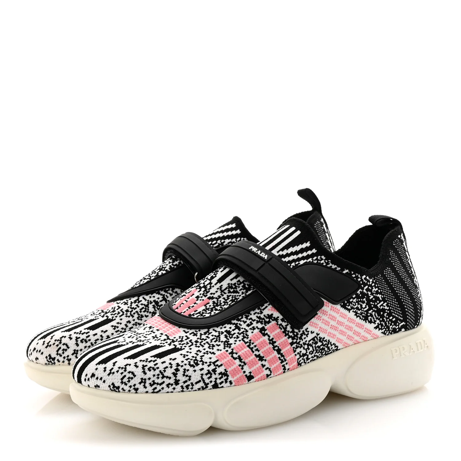 Rubber Knit Printed Fabric Cloudbust Air Sneakers 37 White Pink Black