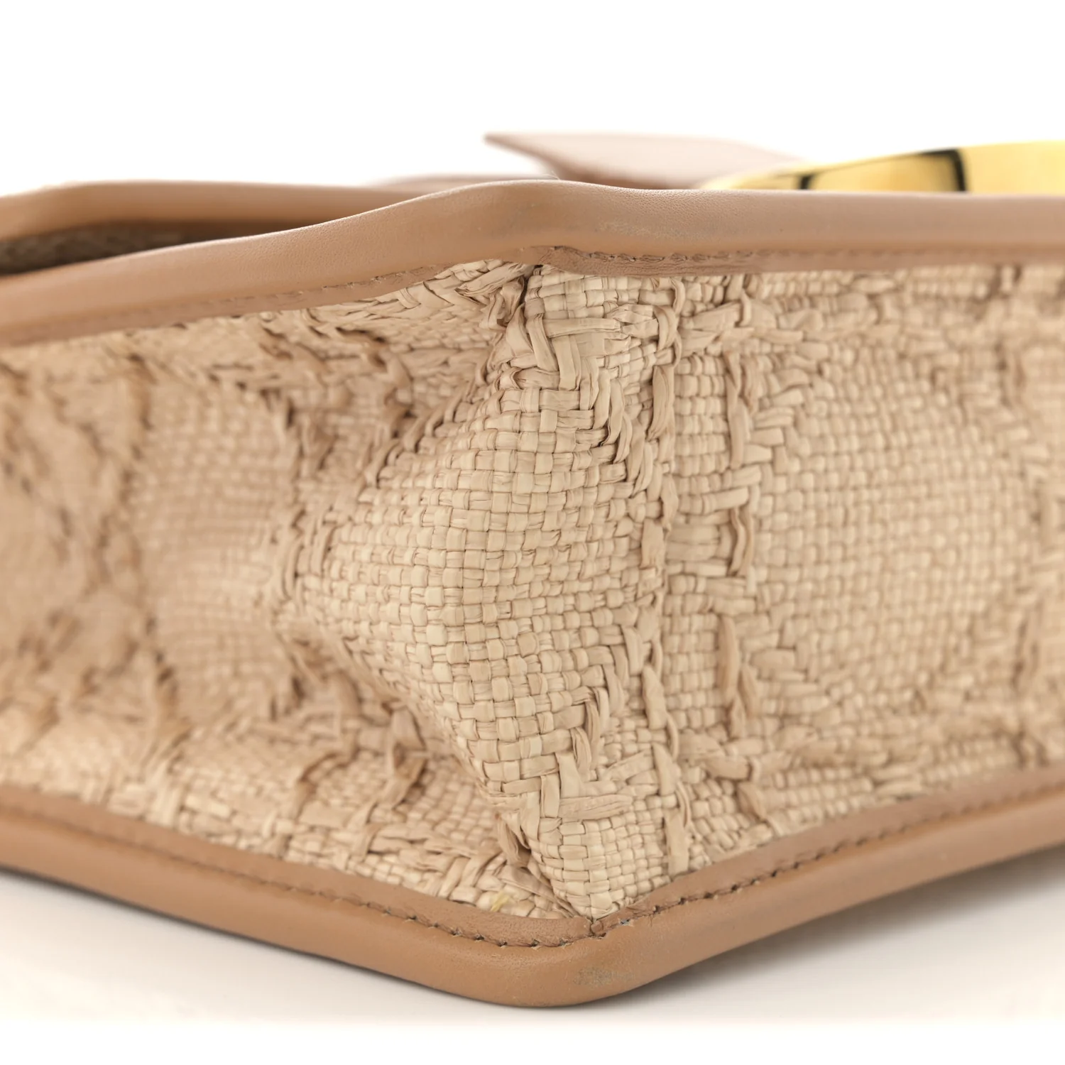 Raffia Calfskin 30 Montaigne Flap Bag Beige
