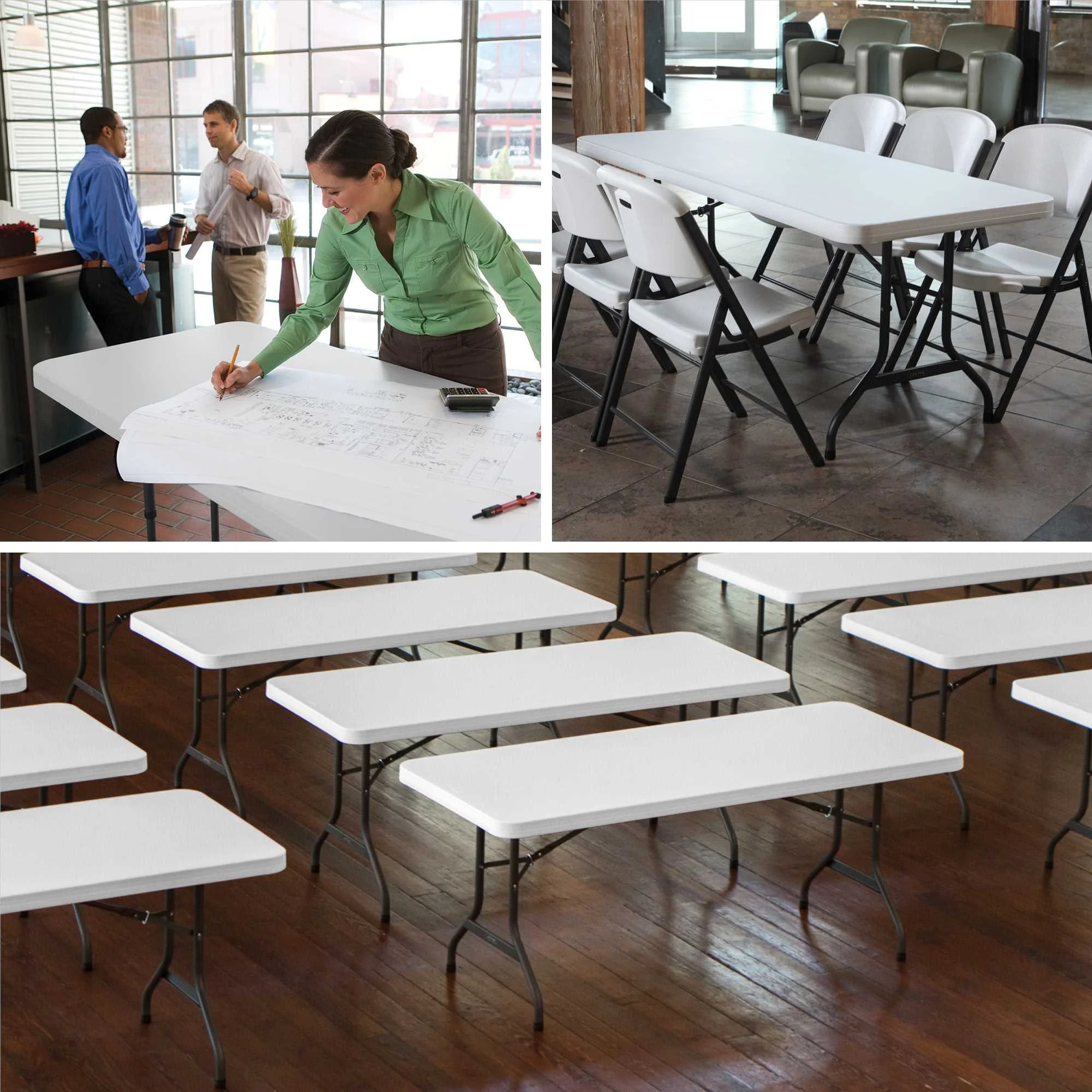 6' Commercial Grade High-Quality Folding Table, White - Image 7