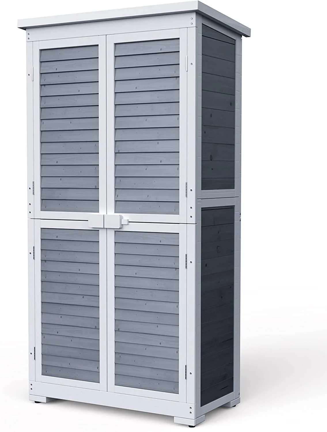 Lofka Outdoor Storage Cabinet Garden Shed W/ Asphalt Roof, Wooden, Natural