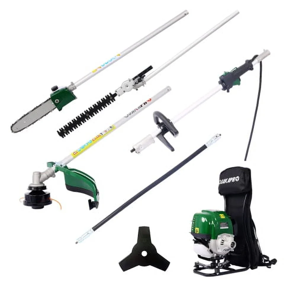 4 in 1 Multi-Functional Trimming Tool, 38CC 4-stroke Garden Tool System with Gas Pole Saw, Hedge Trimmer, Grass Trimmer and Brush Cutter, EPA Compliant