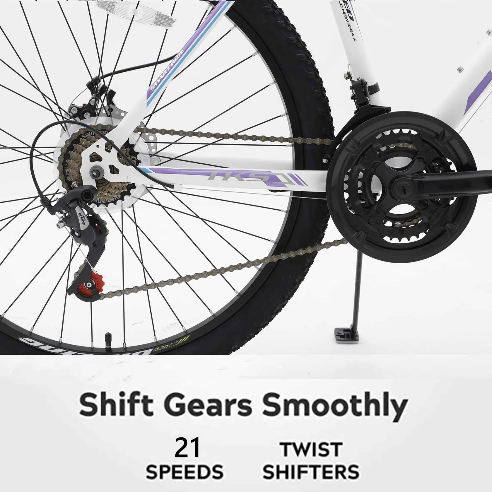 Dinling Mens and Womens 26 inch Mountain Bike with 21 Speed Wheel Purple
