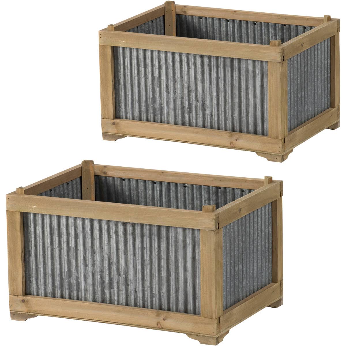 A B Home Planter - Weathered Brown Galvanized Gray