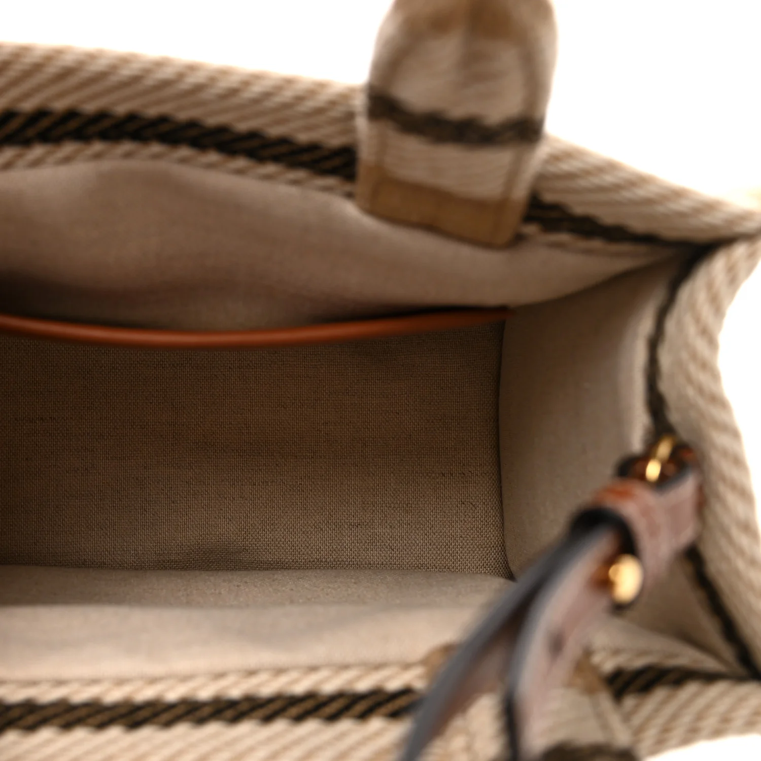 Canvas Calfskin Small Cabas Thais Beige Black White