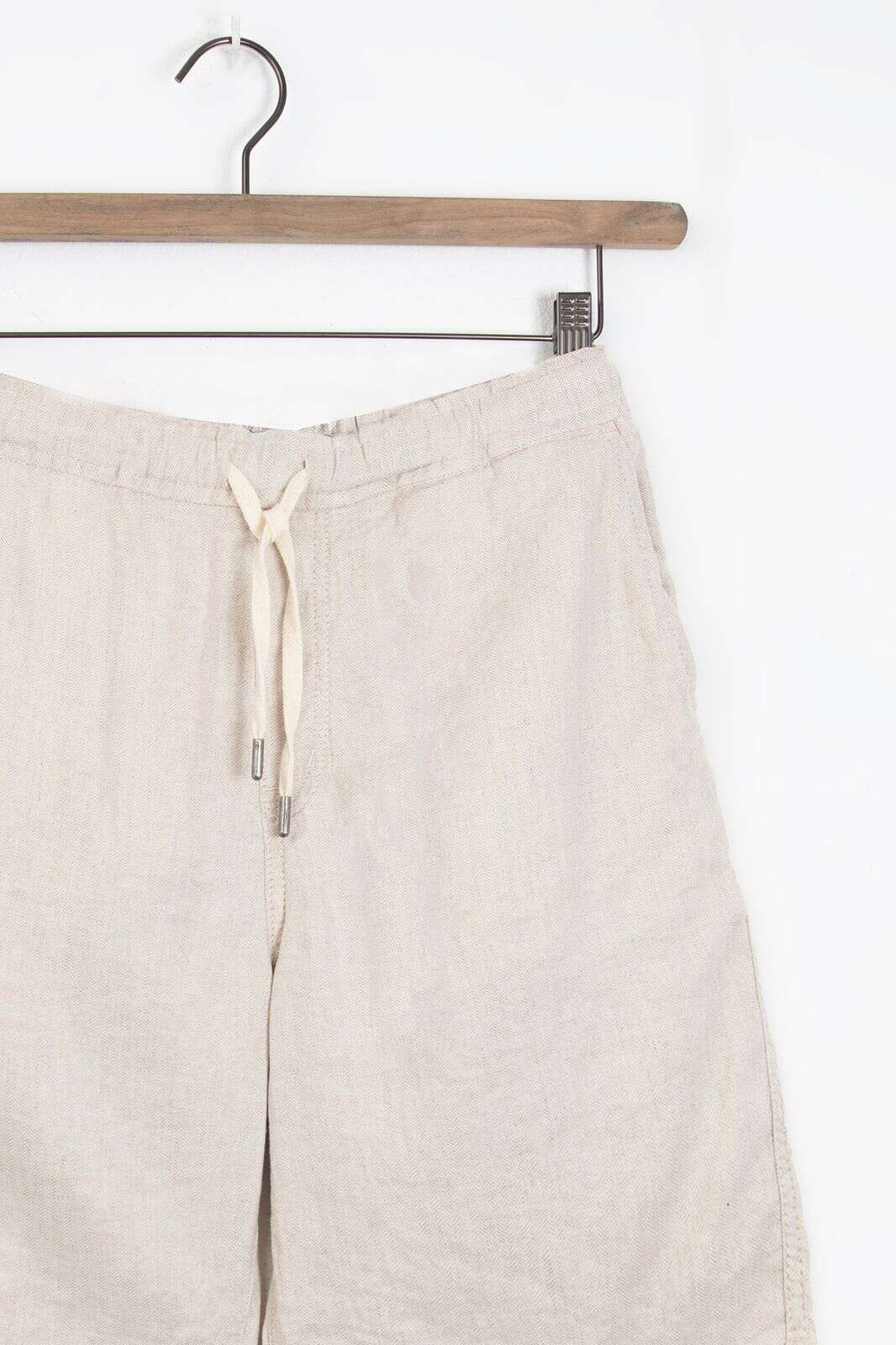 Beige herringbone shorts met aantrekkoord