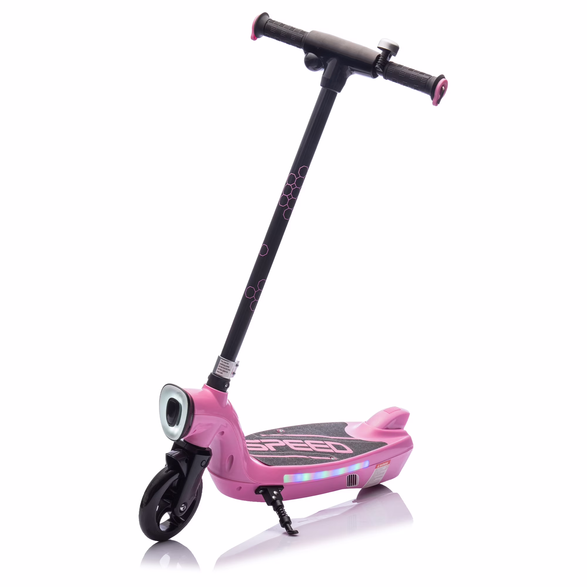 Ride On Electric Scooter With Kickstand,Scooter Bell,Faster Speed And Longer Usage Time,Rear Brake,Wider Pedal,Non-Slip Handle,Colorful LED Lights,5.59-6.84 MPH For 6+.(As shown4)