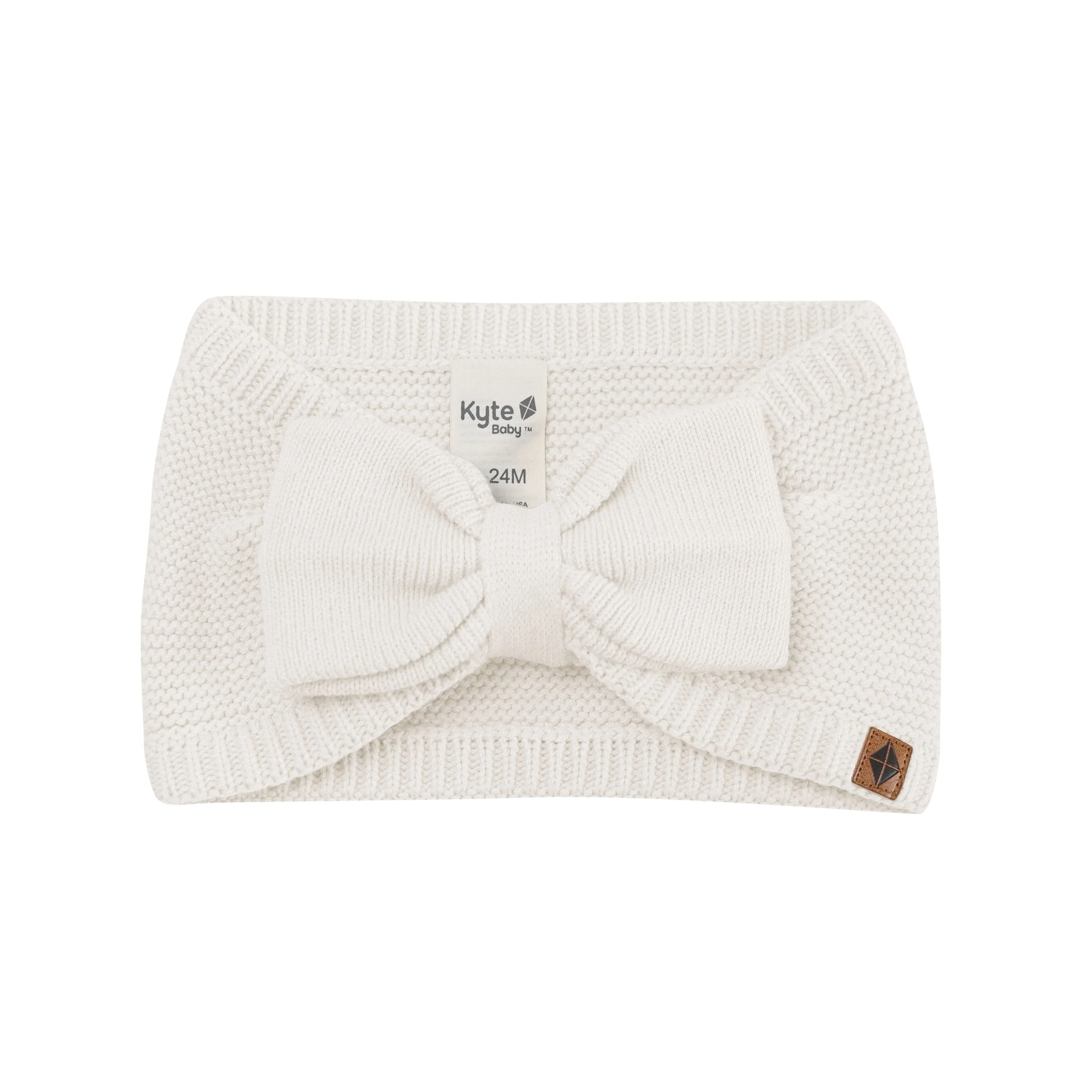 Chunky Knit Adult Bow Headband in Oat