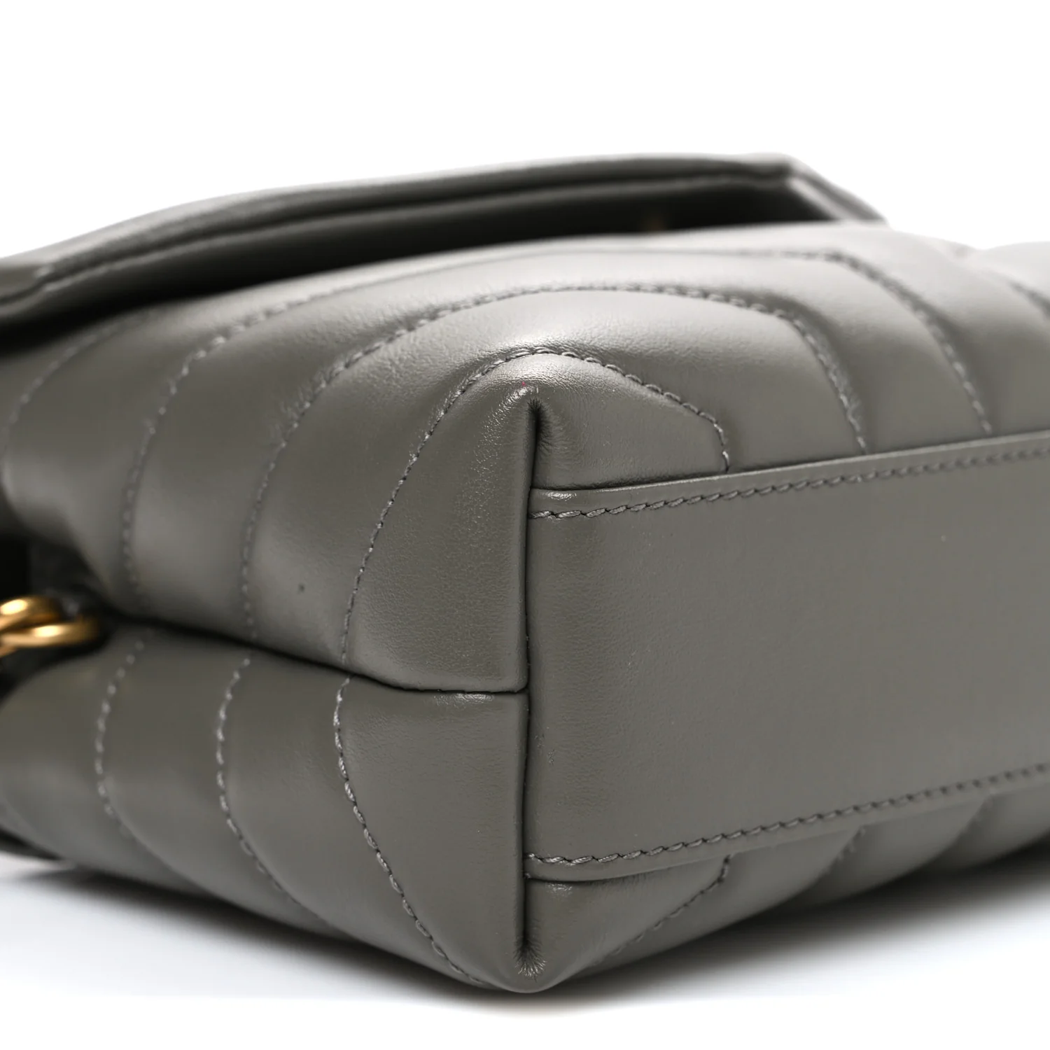 Calfskin Y Quilted Monogram Toy Loulou Crossbody Bag Grey Kaki