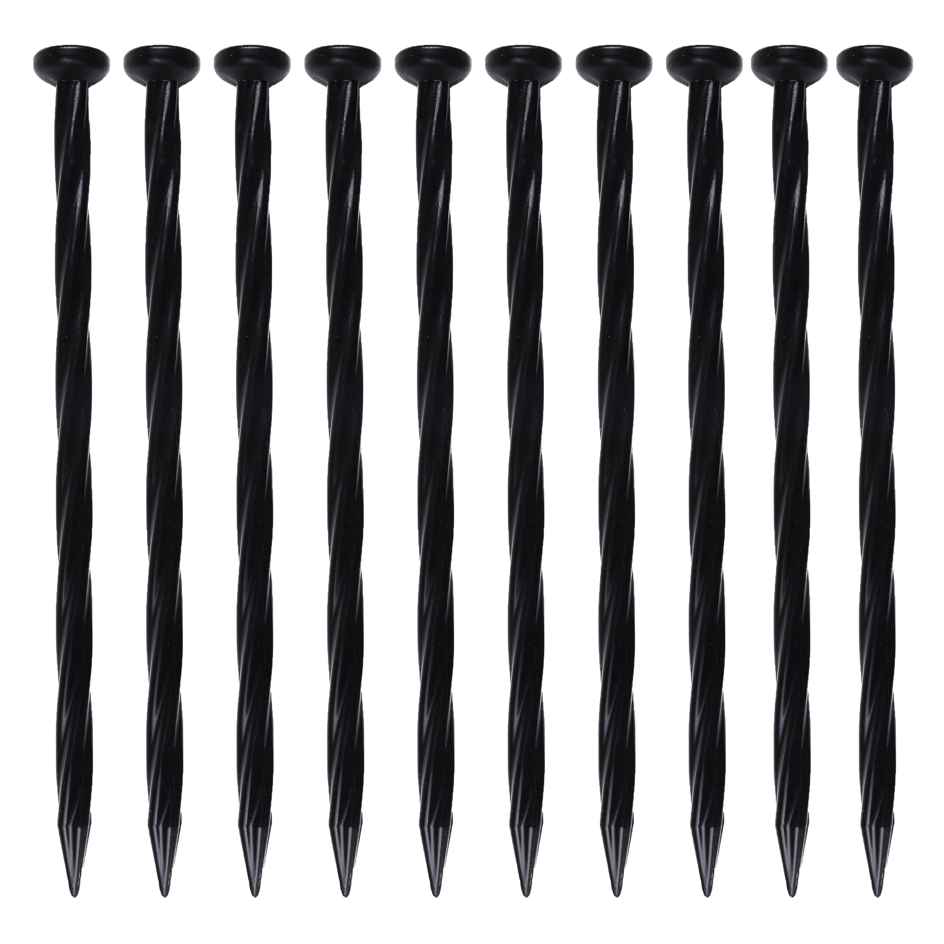 Expert Gardener No-Dig Nylon Anchor Spike 10-Ct. Pack, Plastic, Black