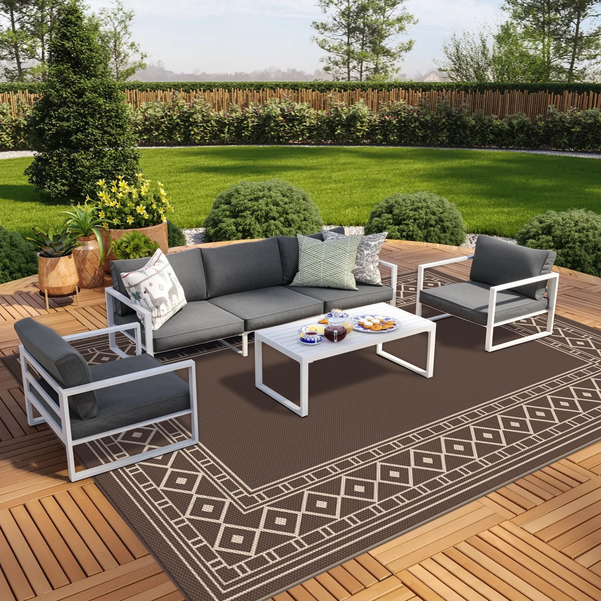 GENIMO Outdoor Rug 10'x14' for Patio Waterproof