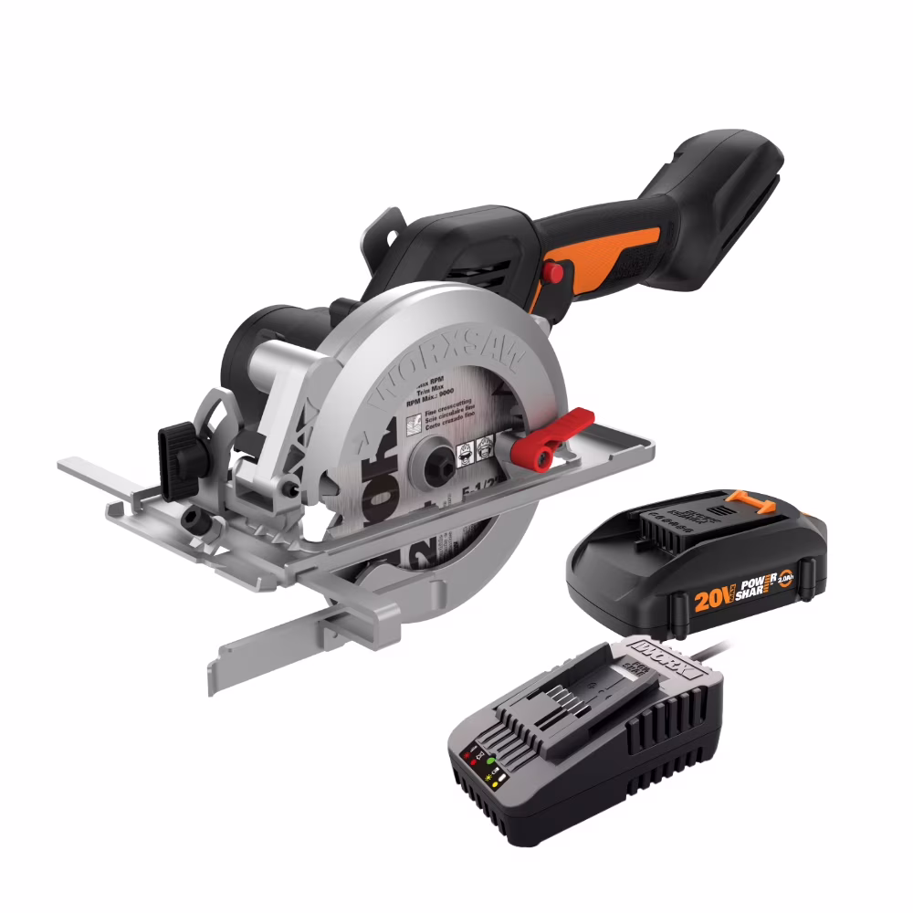 Worx WX531L 20V Power Share WORXSAW 4.5 Cordless Compact Circular Saw