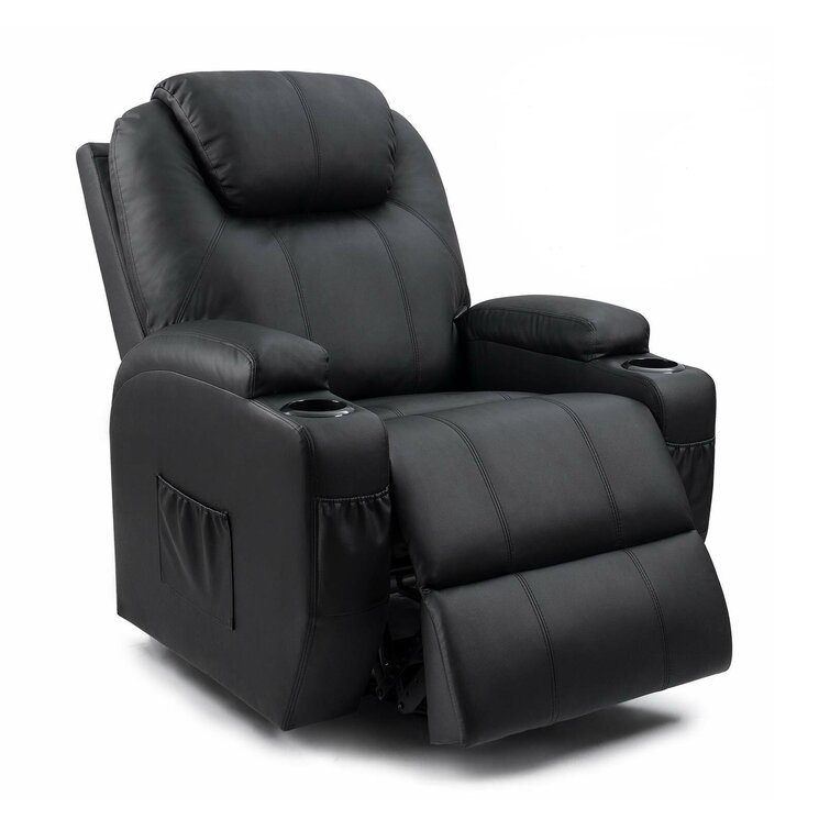 Fauteuil inclinable électrique en similicuir avec fonctions de massage et de chauffage