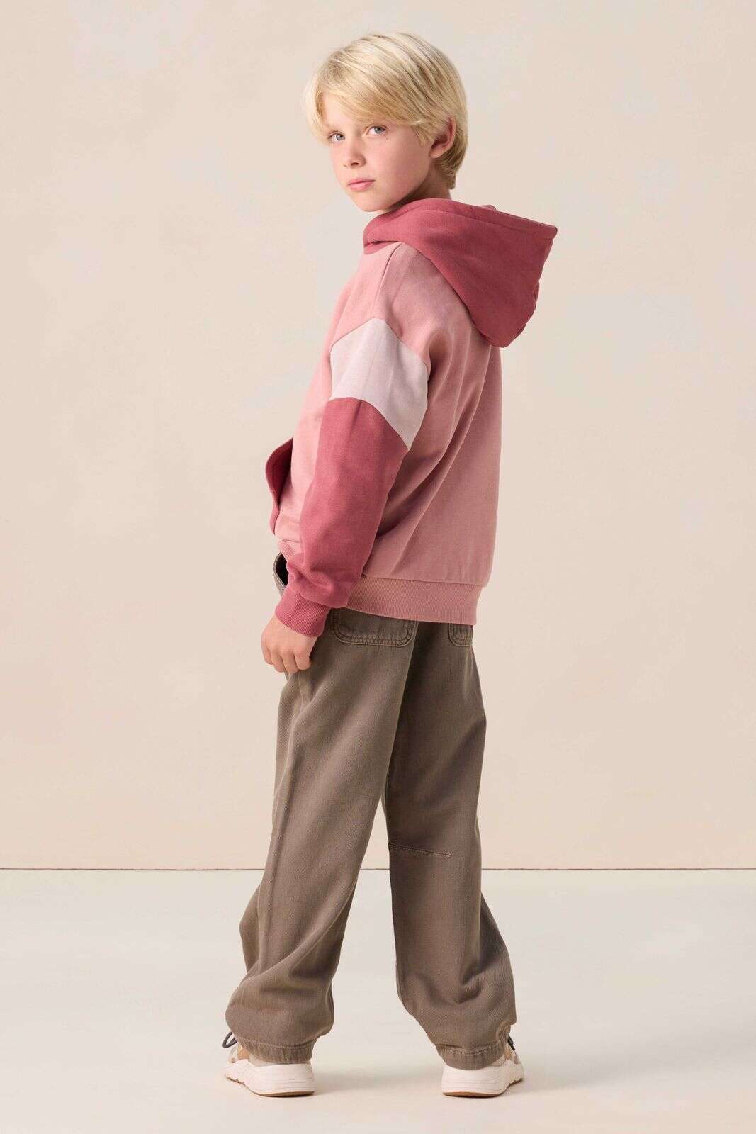 Roze colourblock hoodie