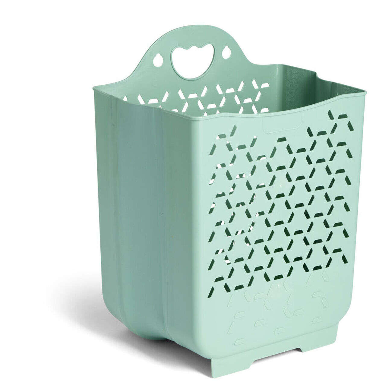 Panière à linge 45L murale pliable plastique vert H48cm