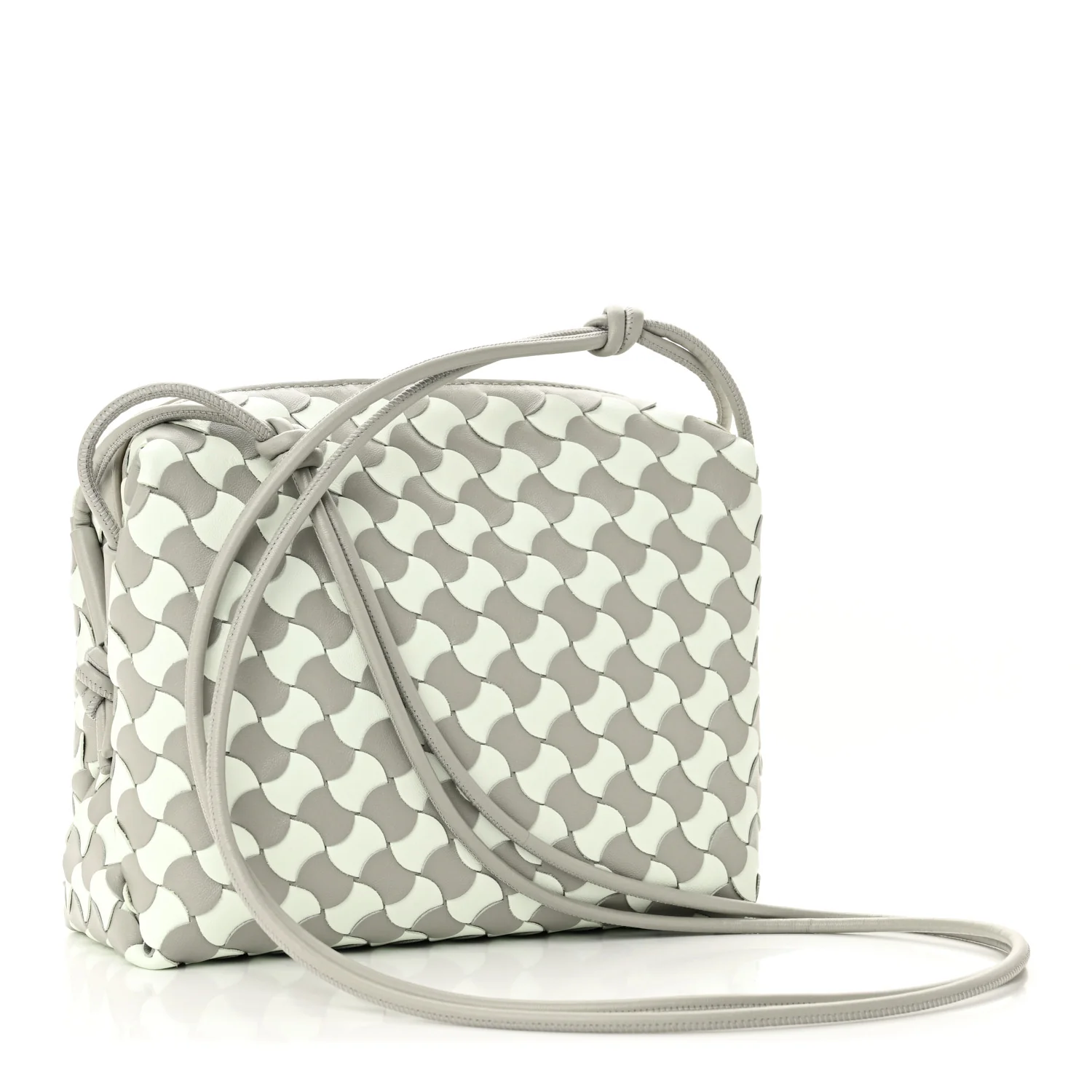 Nappa Wavy Bicolor Intrecciato Small Loop Camera Bag Agate Grey Glacier