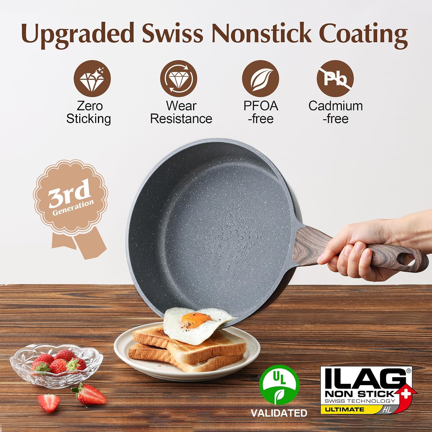 SENSARTE Nonstick Cookware Set 13 Pcs, Non Stick Pots and Pans Set