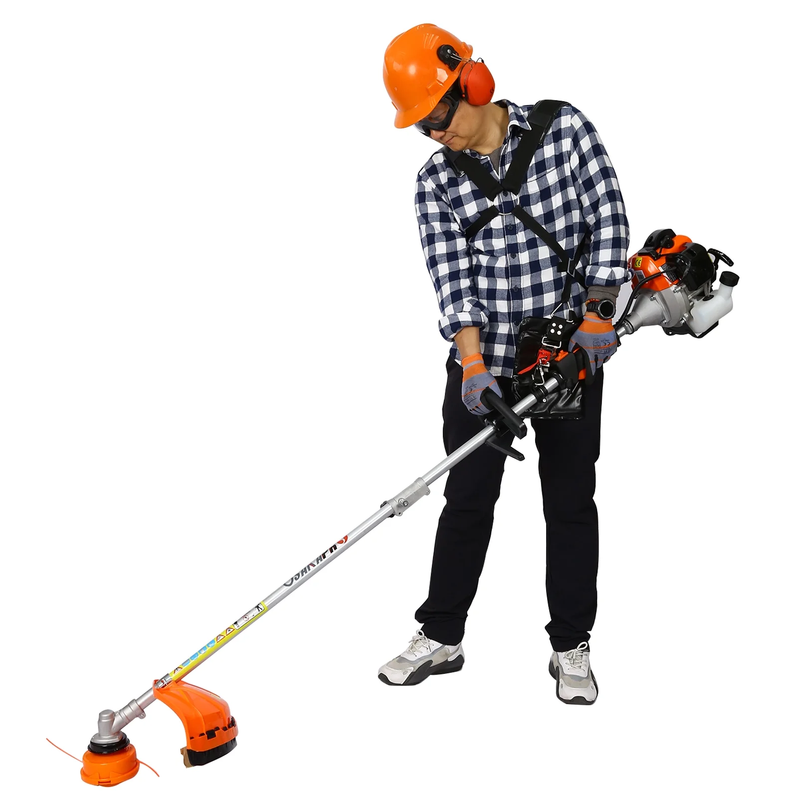 4 in 1 String Trimmer, Gas Powered Weed Eater Multi-Functional Trimming Tool for Lawn Care, 33CC 2-Cycle Grass Trimmer with Gas Pole Saw, Hedge Trimmer, Grass Trimmer, Brush Cutter, Orange(33CC 2-Cycle Gas Powered Weed Eater, Orange/Black) - Image 4