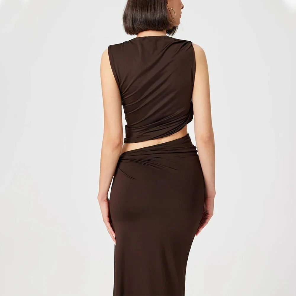 Sophie Paris | Robe longue drapée asymétrique