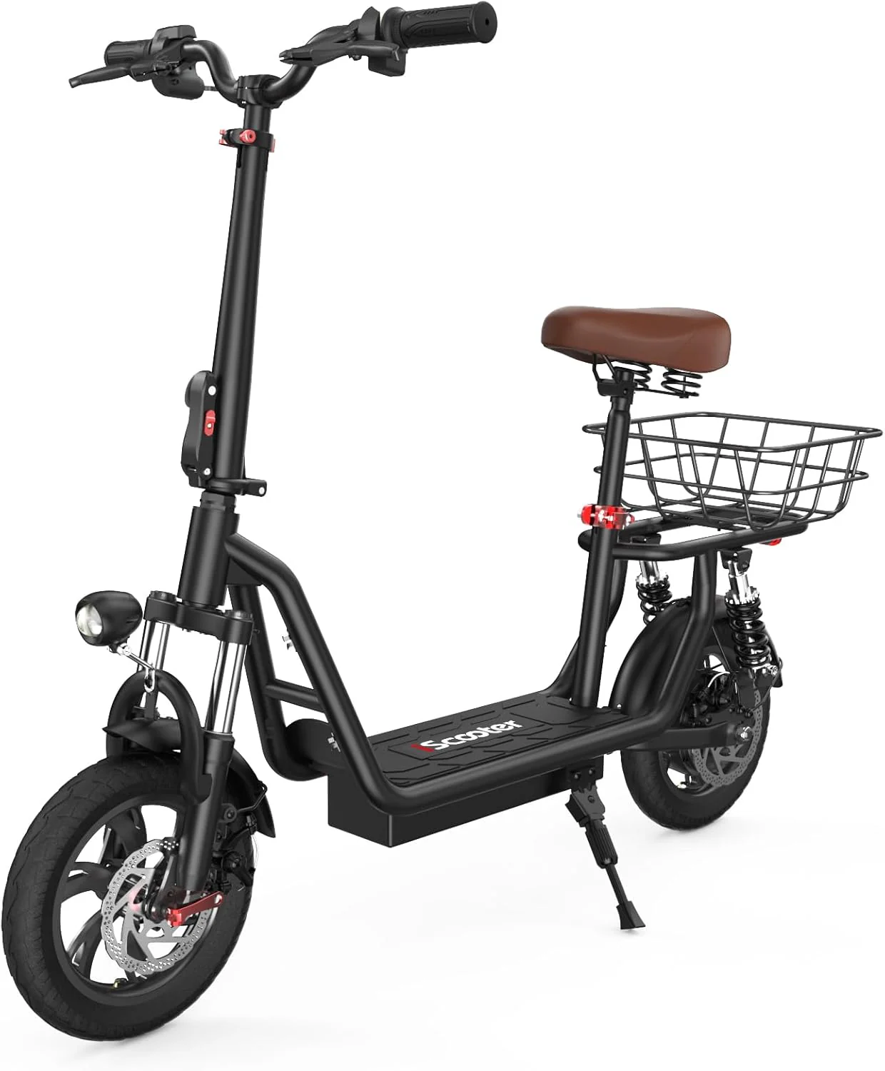 Trottinette électrique iScooter avec siège, autonomie de 60/34 km, vitesse maximale de 45/30/25 km/h, double suspension et panier