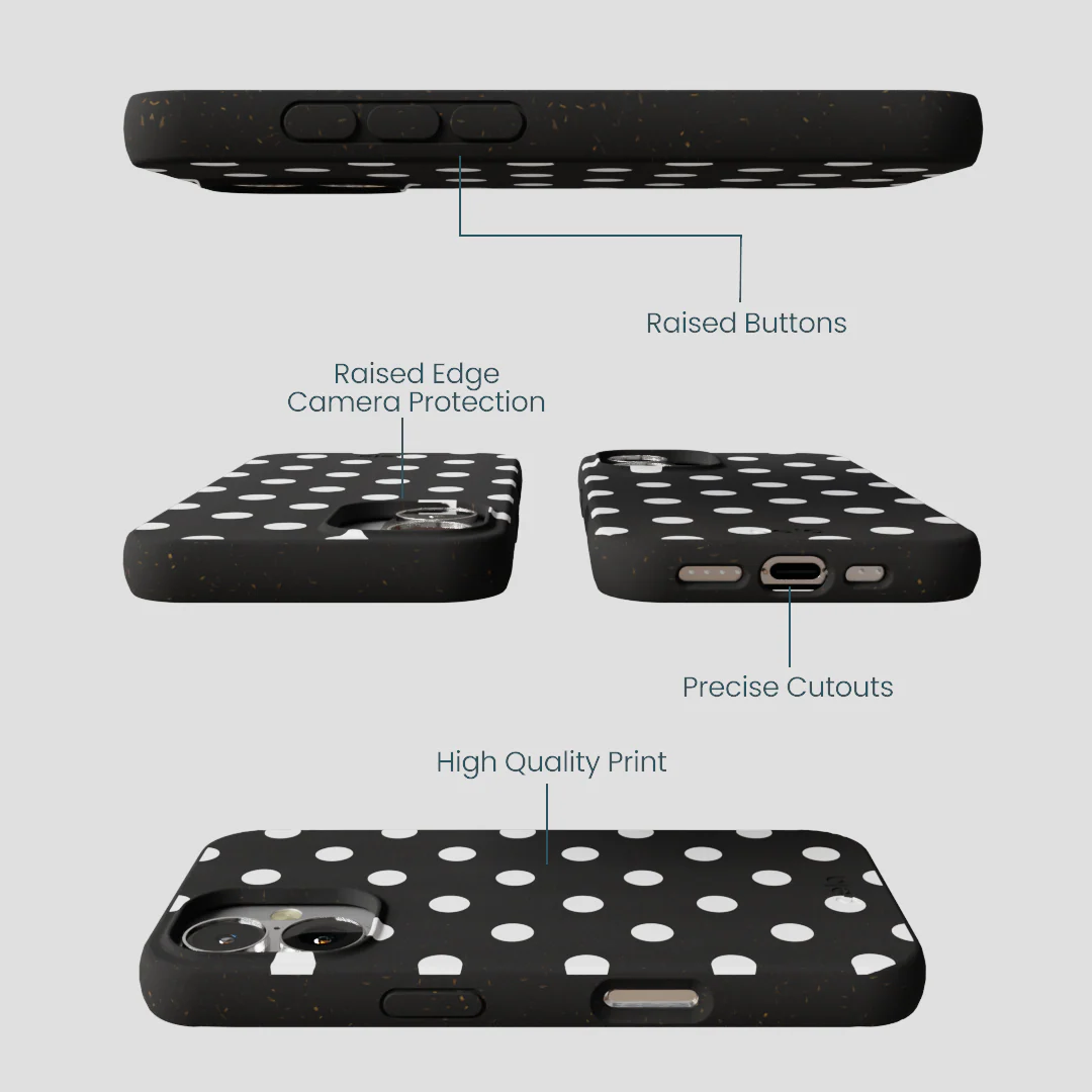 Black Polka Confetti iPhone 16 Case