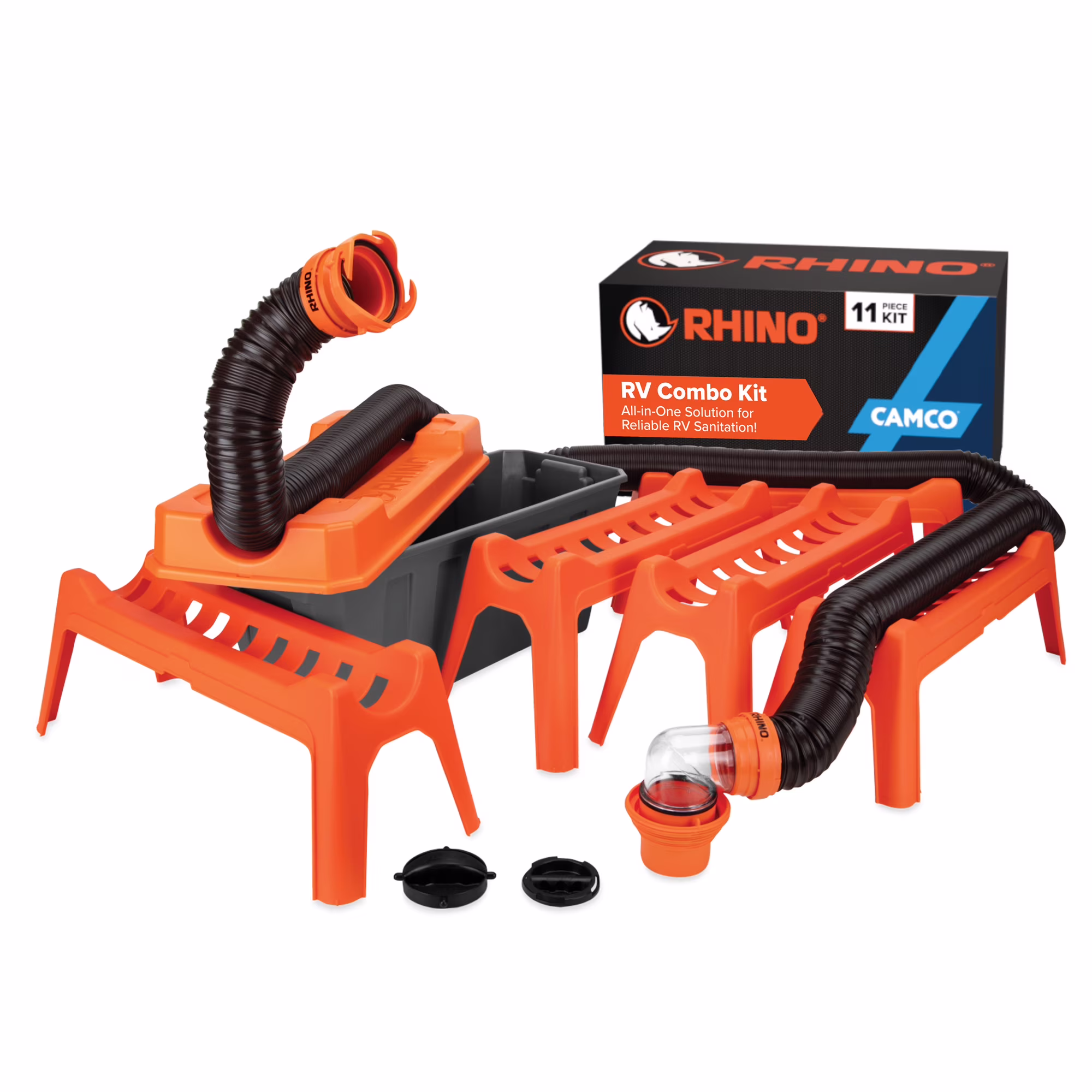 Rhino 12-Piece RV Sewer Kit for Camping, 20-Ft Sewer Hose Storage Box, 1 Pack Orange (43075)(Single)