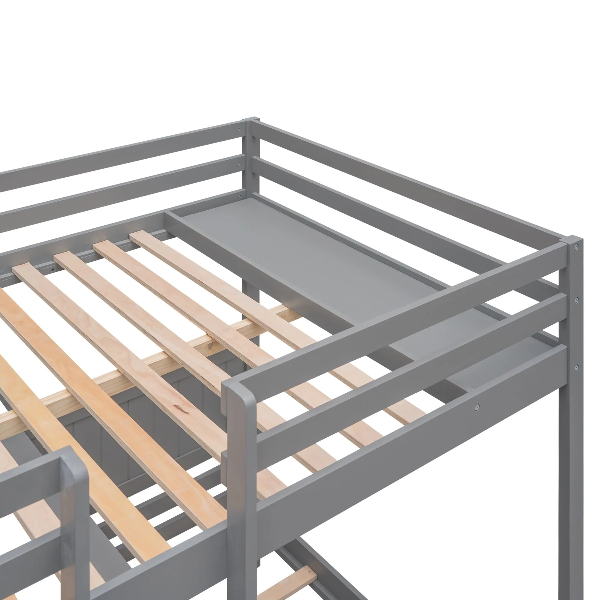 EUROCO Full XL over Twin Twin Bunk Bed with Shelf for Kids, Gray Image 10
