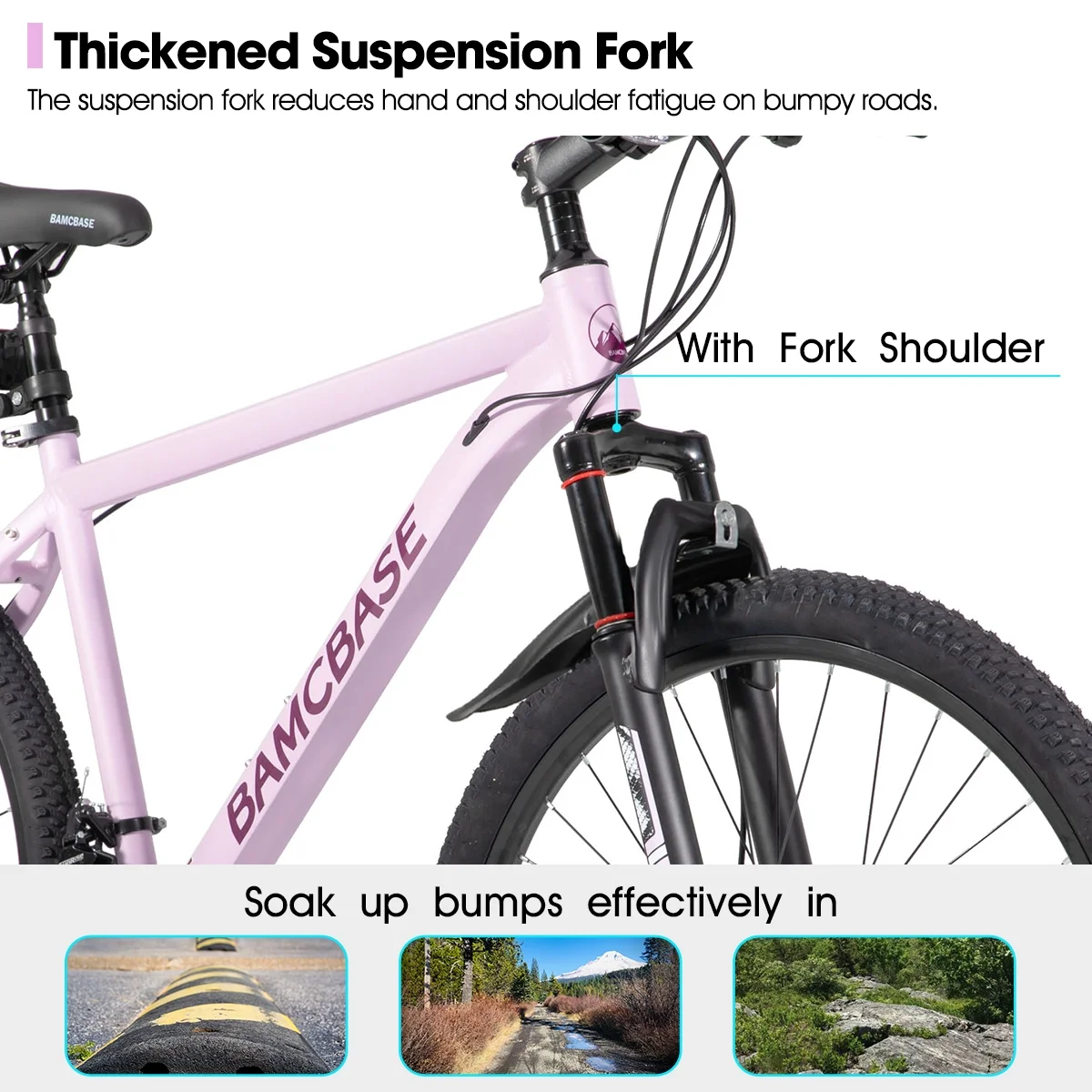 26 Inch Mountain Bike, Mens and Womens Aluminum Frame MTB with 21 Speeds, Dis Brake, Hardtail Bicycle for Adults(Purple/26") Image 4