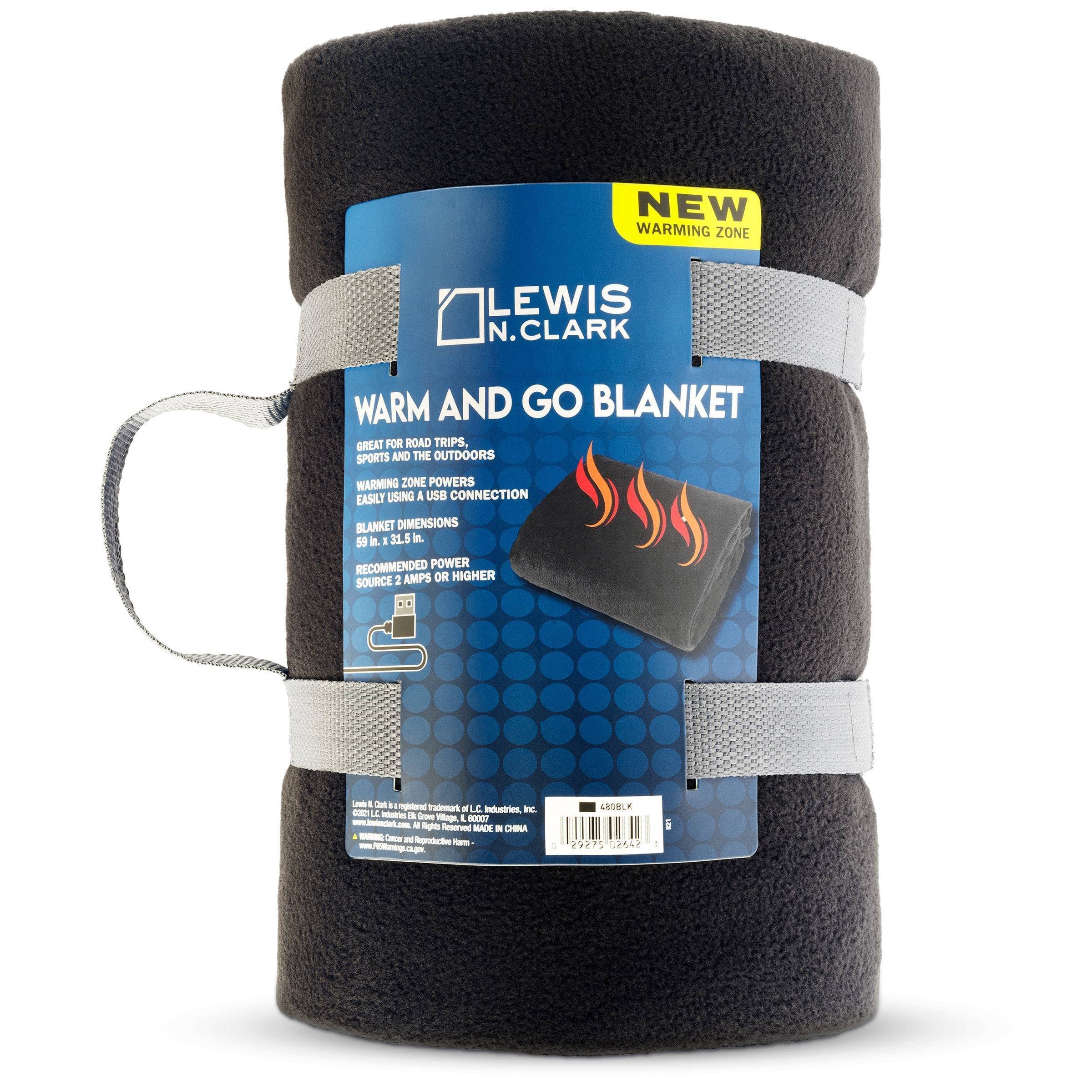 Lewis N. Clark USB Warm and Go Blanket, Black