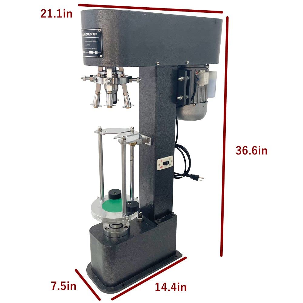 Semi-automatic Aluminum Cap Screw Capping Machine Metal Cap Screw Capping Machine Bottle Pressing Machine 1000bottle/hour for Glass Bottles/Ceramic Bottles 110V