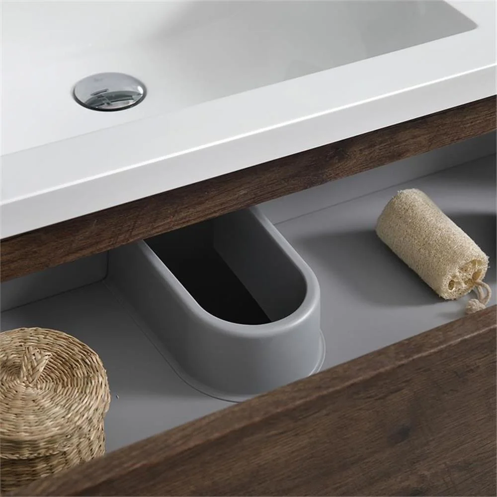 Lazzaro 24" Rosewood Free Standing Modern Bathroom Cabinet w/ Integrated Sink(Brown) - Image 10