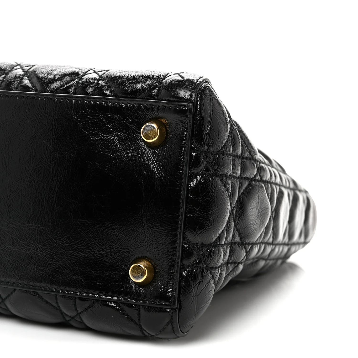 Crinkled Patent Cannage Medium Bohemian Lady Dior Black