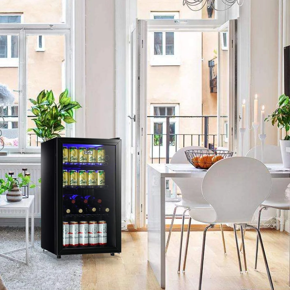 Compact Beverage Refrigerator, 100 Can Capacity, Glass Door, Black Stainless Steel(3.2 cu ft) - Image 8