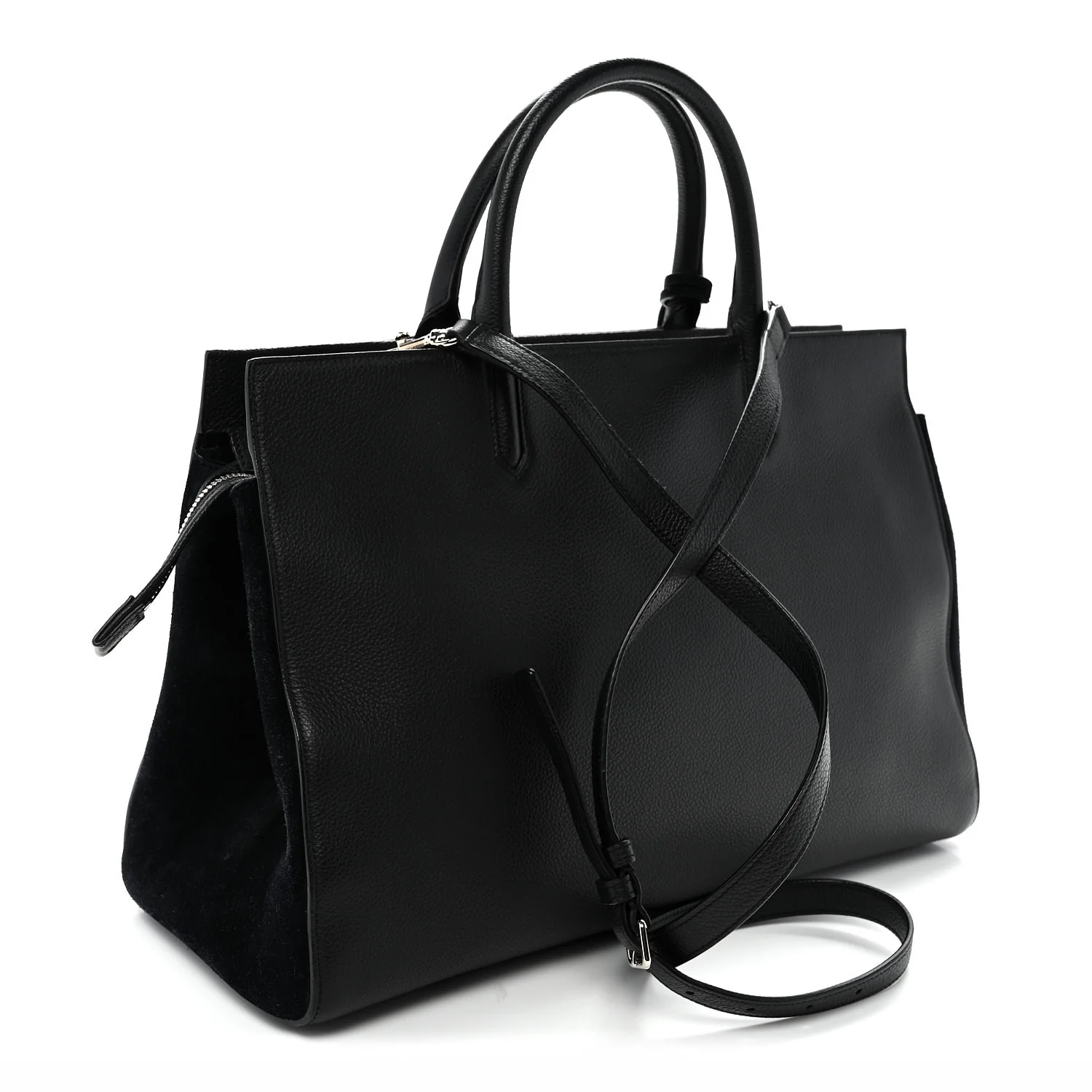 Grained Calfskin Medium Rive Gauche Cabas Black