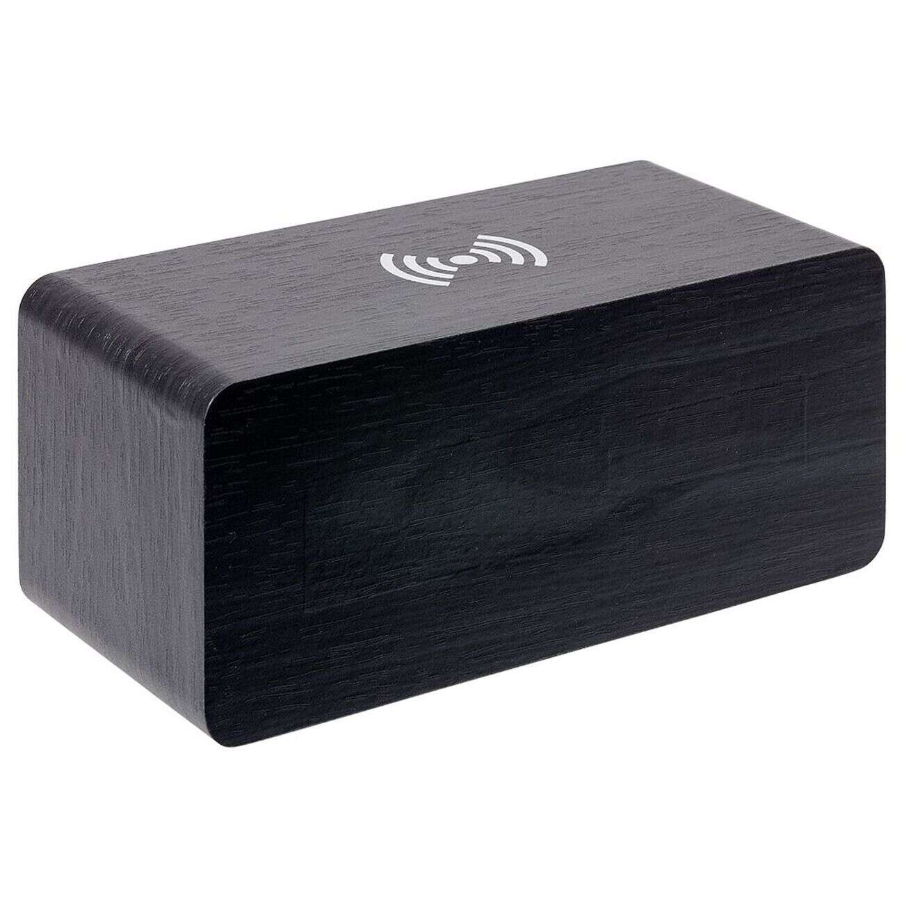 Réveil chargeur sans fil bois noir